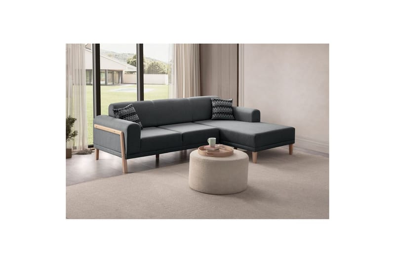 Latrona Sofa med divan 3-personers - Antracit - Møbler - Sofaer - Sofa med chaiselong