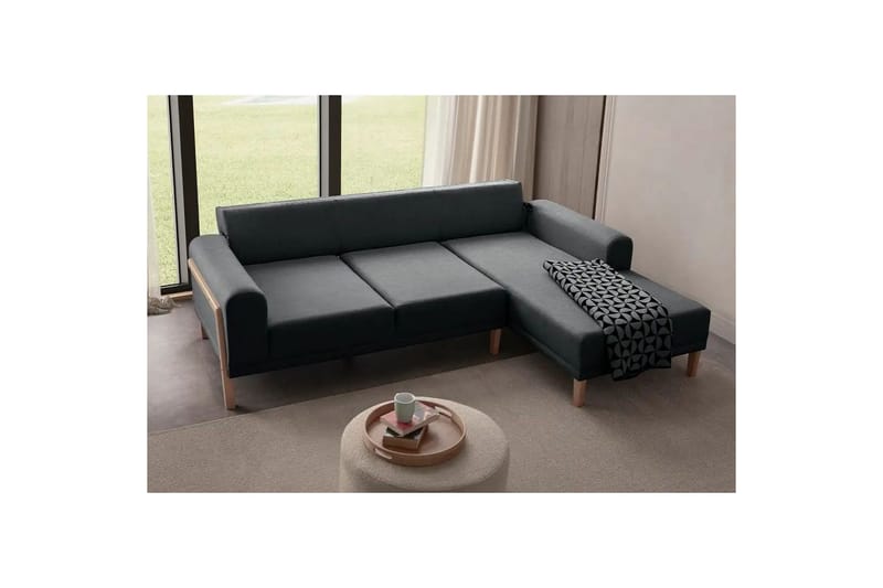 Latrona Sofa med divan 3-personers - Antracit - Møbler - Sofaer - Sofa med chaiselong