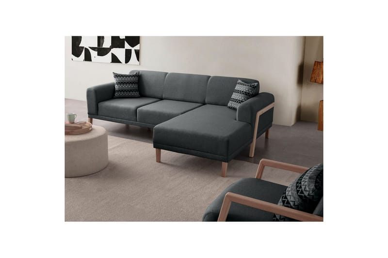 Latrona Sofa med divan 3-personers - Antracit - Møbler - Sofaer - Sofa med chaiselong