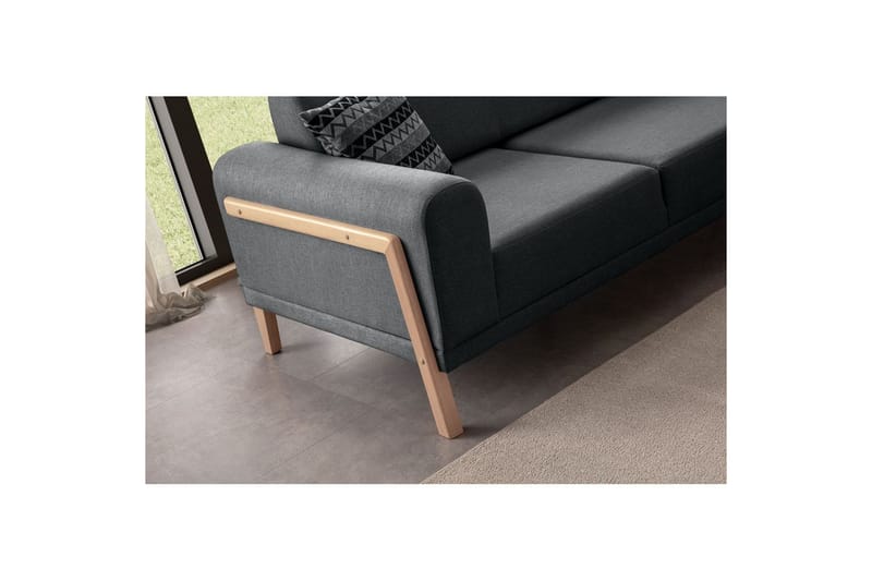 Latrona Sofa med divan 3-personers - Antracit - Møbler - Sofaer - Sofa med chaiselong