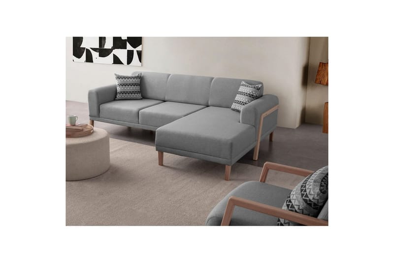 Latrona Sofa med divan 3-personers - Grå - Møbler - Sofaer - Sofa med chaiselong