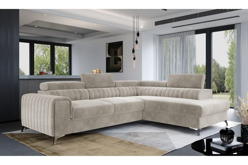 Laurece Chaiselongsofa Højre - Beige - Møbler - Sofaer - Sofa med chaiselong