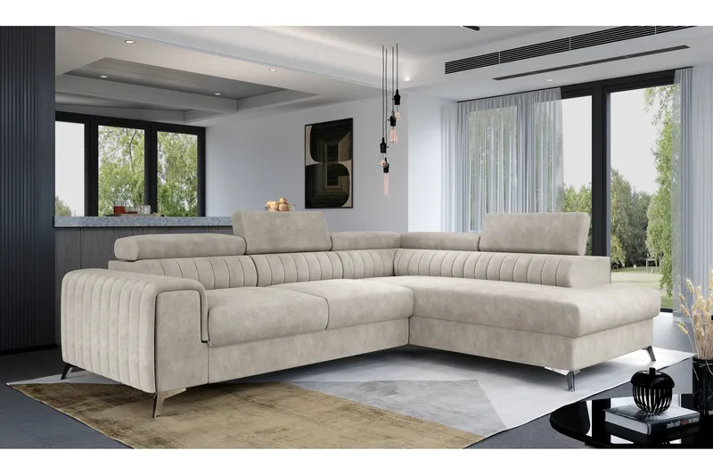 Laurece Chaiselongsofa Højre - Beige - Møbler - Sofaer - Sofa med chaiselong