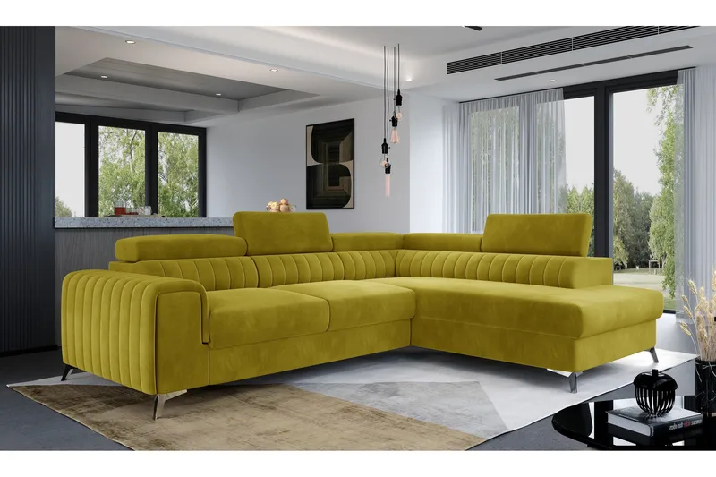 Laurece Chaiselongsofa Højre - Gul - Møbler - Sofaer - Sofa med chaiselong