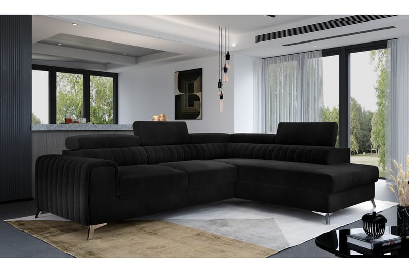Laurece Chaiselongsofa Højre - Sort - Møbler - Sofaer - Sofa med chaiselong