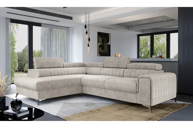 Laurece Chaiselongsofa Venstre - Beige - Sofa med chaiselong