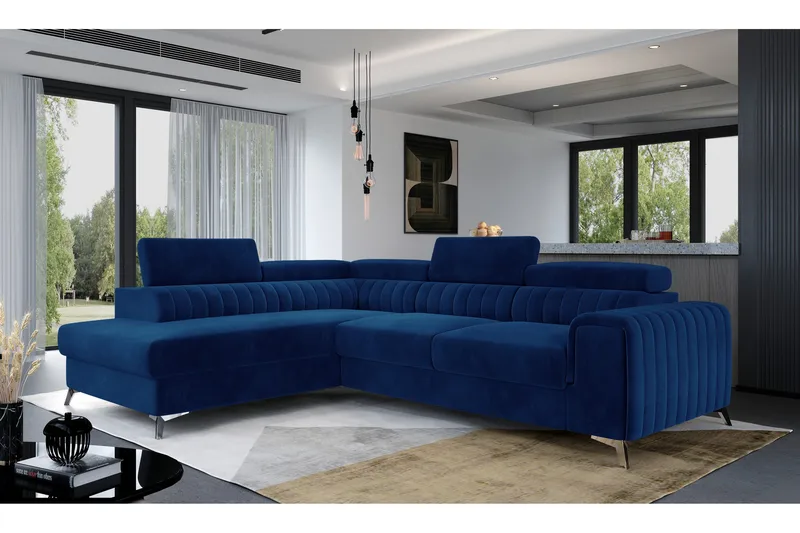 Laurece Chaiselongsofa Venstre - Blå - Møbler - Sofaer - Sofa med chaiselong