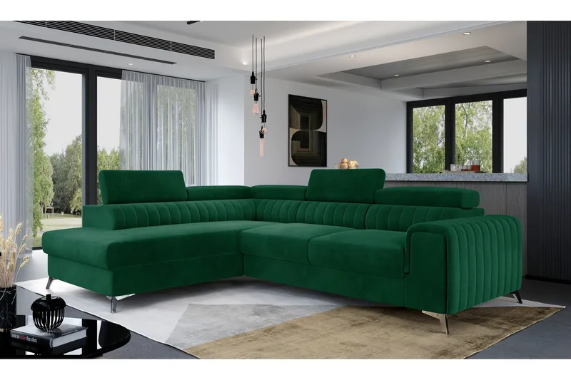 Laurece Chaiselongsofa Venstre - Grøn - Møbler - Sofaer - Sofa med chaiselong
