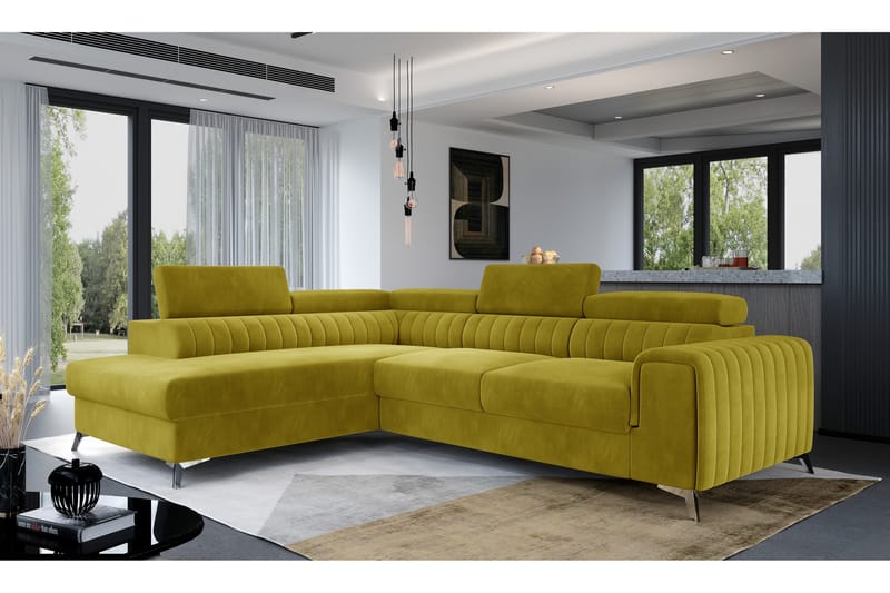 Laurece Chaiselongsofa Venstre - Gul - Sofa med chaiselong