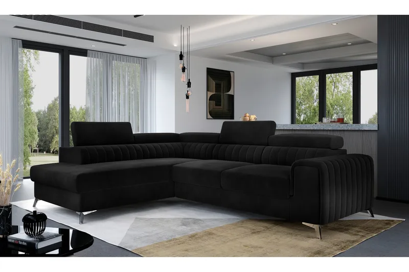 Laurece Chaiselongsofa Venstre - Sort - Møbler - Sofaer - Sofa med chaiselong