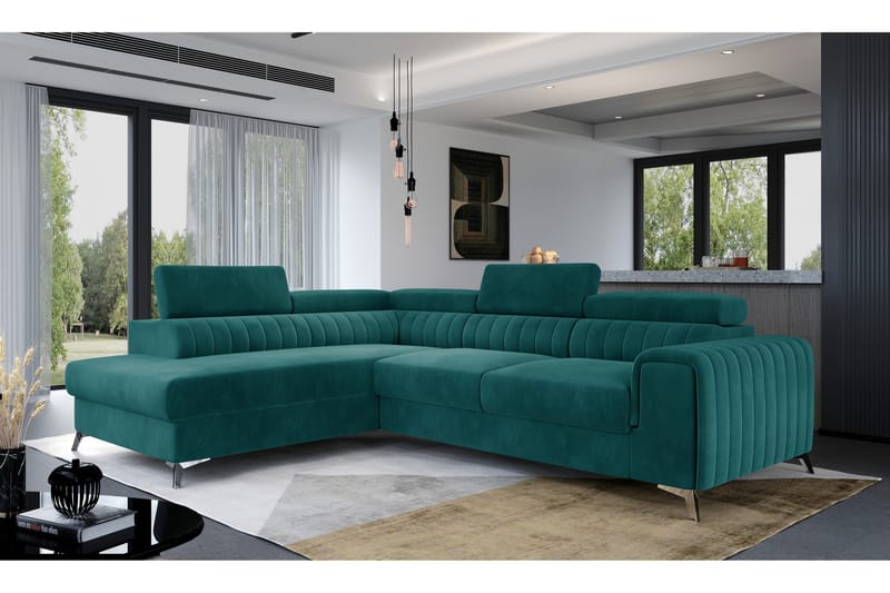 Laurece Chaiselongsofa Venstre - Turkis - Møbler - Sofaer - Sofa med chaiselong