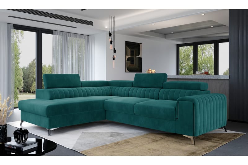 Laurece Chaiselongsofa Venstre - Turkis - Sofa med chaiselong