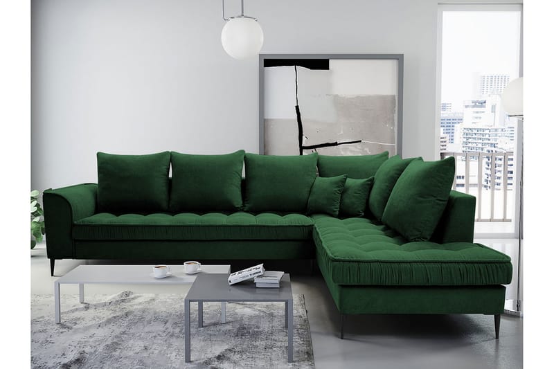 Lenara 3-personers hjørnesofa - Grøn - Møbler - Sofaer - Sofa med chaiselong