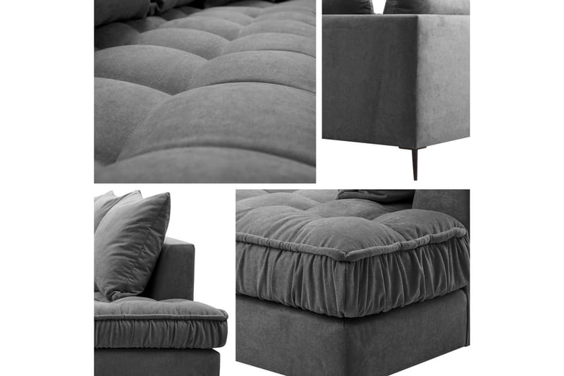 Lenara 3-personers hjørnesofa - Grøn - Sofa med chaiselong - Velour sofaer - 3 personers sofa med chaiselong