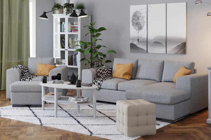 Link 3-personers Vendbar L-formet Divansofa i Stof - Lysegrå - Møbler - Sofaer - Sofa med chaiselong