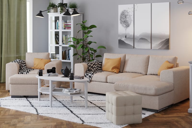 Link 3-personers Vendbar L-formet Divansofa i Stof - Beige - Møbler - Sofaer - Sofa med chaiselong