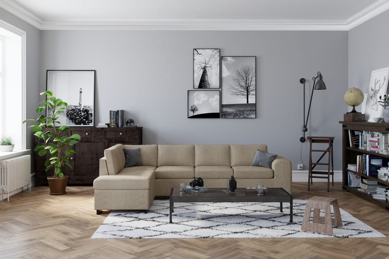 Link 4-personers Venstrevendt L-formet Large Chaiselongsofa i Stof - Beige - Møbler - Sofaer - Sofa med chaiselong