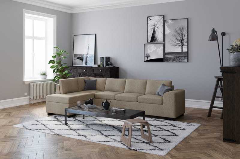 Link 4-personers Venstrevendt L-formet Large Chaiselongsofa i Stof - Beige - Møbler - Sofaer - Sofa med chaiselong