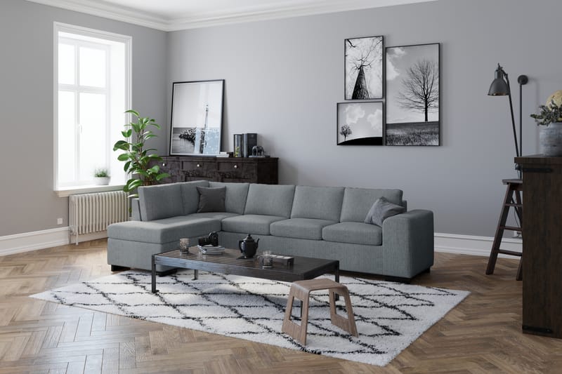 Link 4-personers Højrevendt L-formet Chaiselongsofa i Stof - Lysegrå - Møbler - Sofaer - Sofa med chaiselong