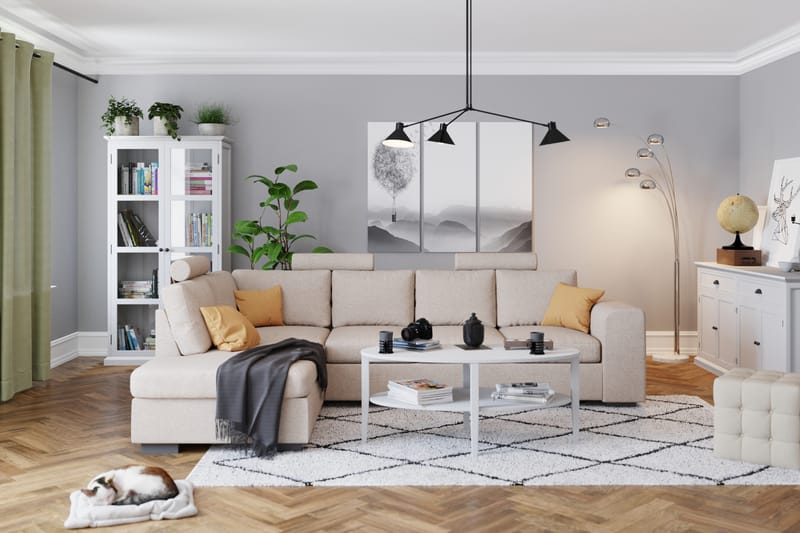 Link 4-personers Højrevendt L-formet Chaiselongsofa i Stof - Beige - Møbler - Sofaer - Sofa med chaiselong
