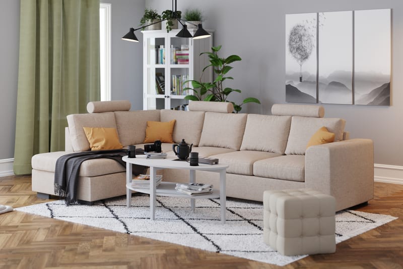 Link 4-personers Højrevendt L-formet Chaiselongsofa i Stof - Beige - Møbler - Sofaer - Sofa med chaiselong