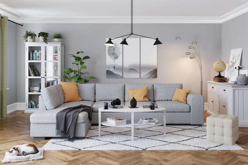 Link 4-personers Venstrevendt L-formet Chaiselongsofa i Stof - Lysegrå - Møbler - Sofaer - Sofa med chaiselong