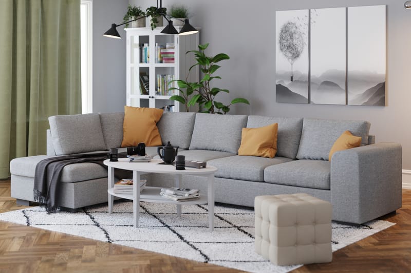 Link 4-personers Venstrevendt L-formet Chaiselongsofa i Stof - Lysegrå - Møbler - Sofaer - Sofa med chaiselong