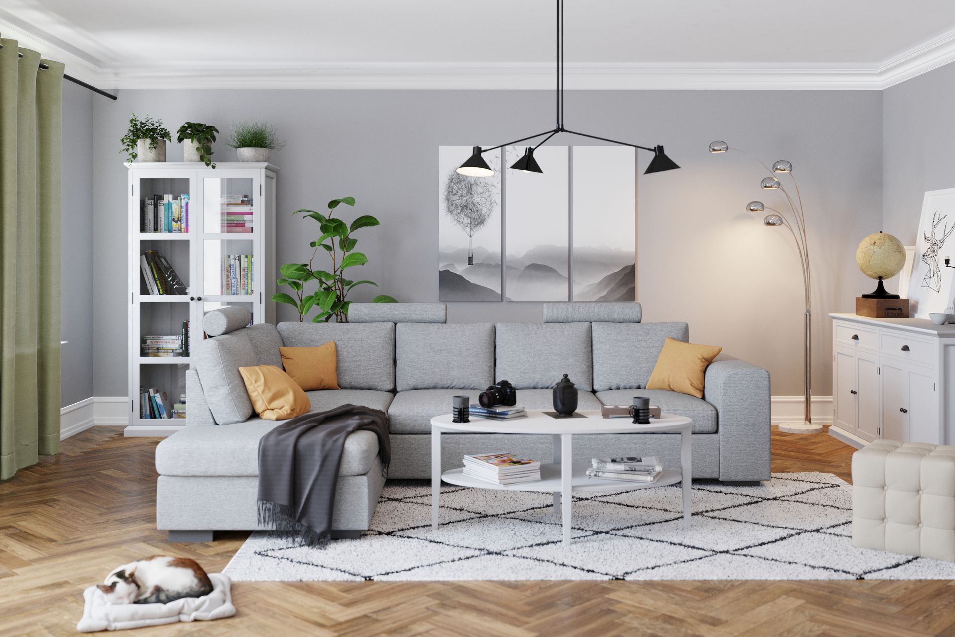 Link 4-personers Højrevendt L-formet Chaiselongsofa i Stof - Lysegrå - Møbler - Sofaer - Sofa med chaiselong