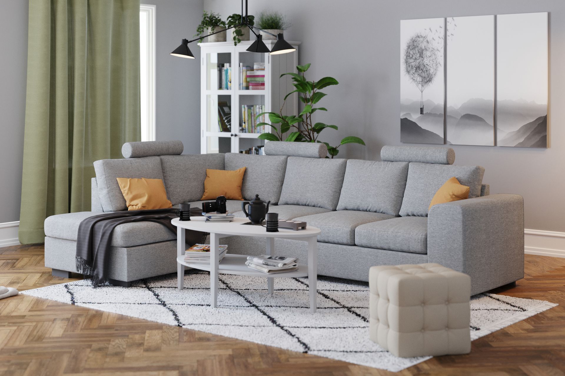 Link 4-personers Højrevendt L-formet Chaiselongsofa i Stof - Lysegrå - Møbler - Sofaer - Sofa med chaiselong