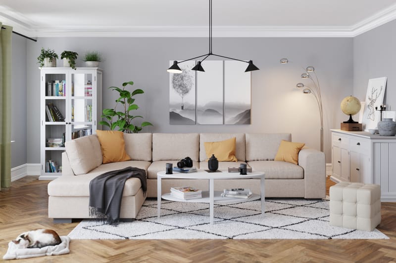 Link 4-personers Venstrevendt L-formet Large Chaiselongsofa i Stof - Beige - Møbler - Sofaer - Sofa med chaiselong
