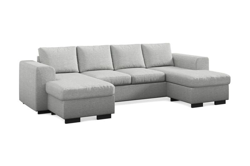 Link 4-personers U-formet Sofa med Dobbeltdivan i Stof - Lysegrå - Møbler - Sofaer - Sofa med chaiselong