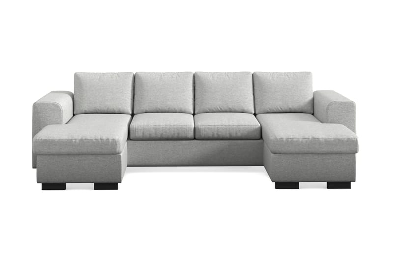 Link 4-personers U-formet Sofa med Dobbeltdivan i Stof - Lysegrå - Møbler - Sofaer - Sofa med chaiselong