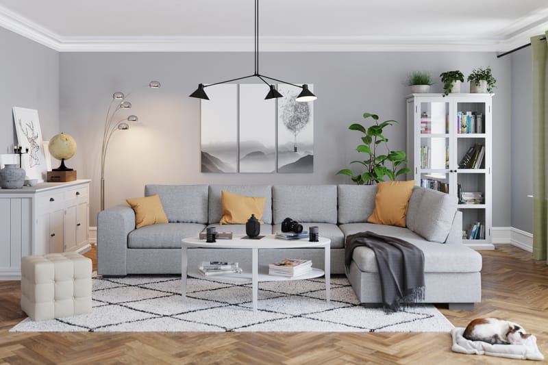 Link 4-personers Højrevendt L-formet Large Chaiselongsofa i Stof - Lysegrå - Møbler - Sofaer - Sofa med chaiselong