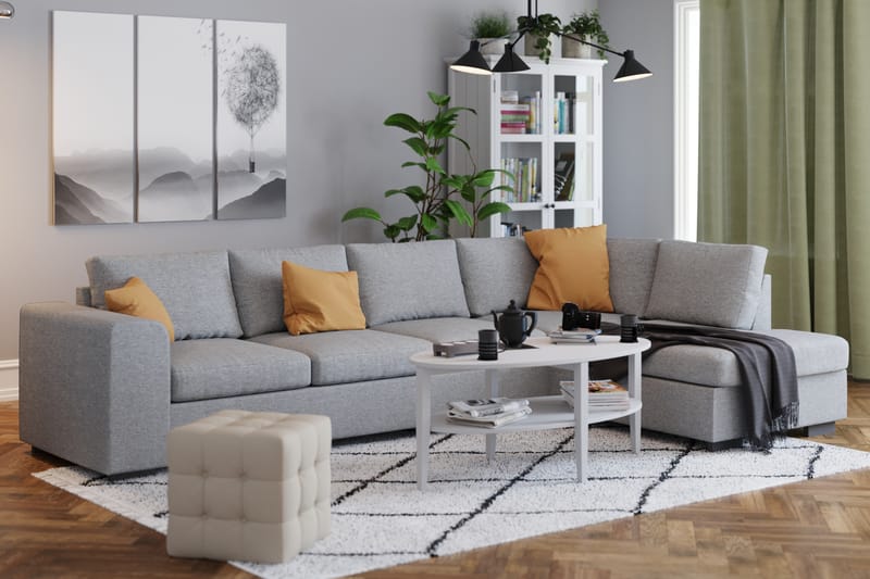 Link 4-personers Højrevendt L-formet Large Chaiselongsofa i Stof - Lysegrå - Møbler - Sofaer - Sofa med chaiselong