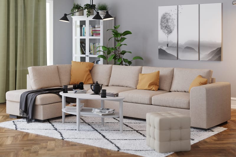 Link 4-personers Venstrevendt L-formet Chaiselongsofa i Stof - Beige - Møbler - Sofaer - Sofa med chaiselong