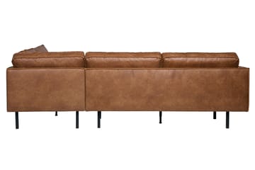 Lissbon 3-personers Højre L-formet Hj ørnesofa med Chaiselong 266 cm i Læder - Cognac - Møbler - Sofaer - Sofa med chaiselong