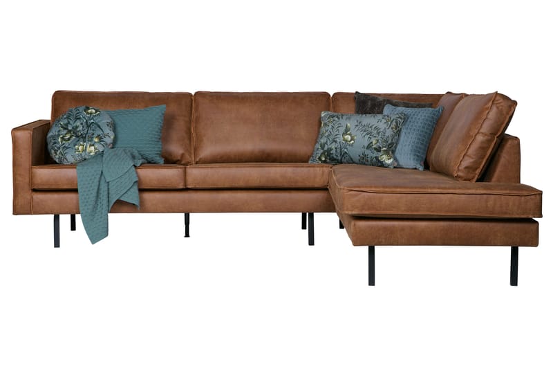 Lissbon 3-personers Højre L-formet Hjørnesofa med Chaiselong 266 cm i Læder - Cognac - Møbler - Sofaer - Sofa med chaiselong