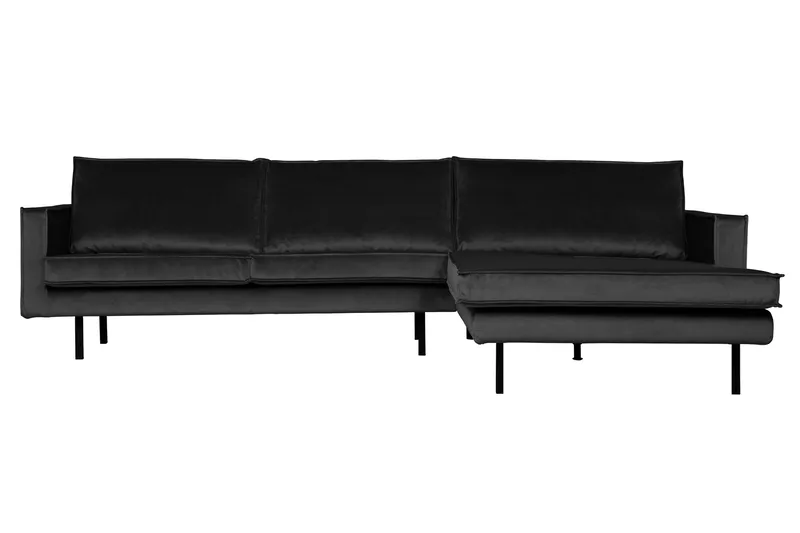 Lissbon 3-personers Højrevendt L-formet Sofa med Chaiselong 300 cm i Fløjl, Grå