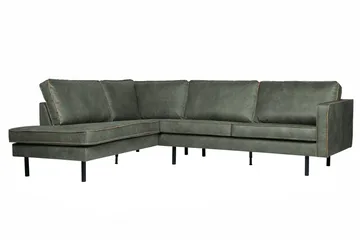 Lissbon 3-personers Venstrevendt L-formet Hjørnesofa 266 cm i Læder - Grøn - Møbler - Sofaer - Sofa med chaiselong