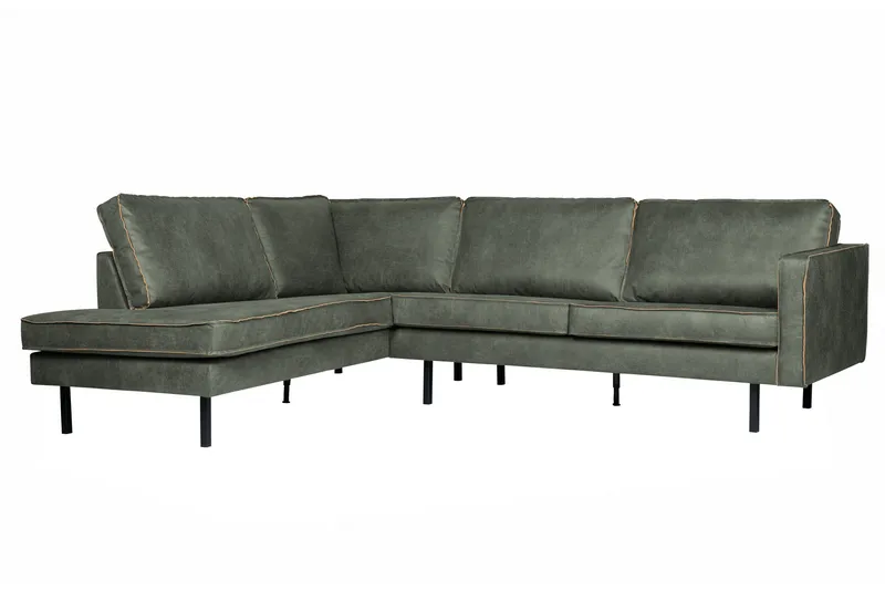 Lissbon 3-personers Venstrevendt L-formet Hjørnesofa 266 cm i Læder - Grøn - Møbler - Sofaer - Sofa med chaiselong