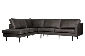 Lissbon 3-personers Venstrevendt L-formet Hjørnesofa 266 cm i Læder - Mørkegrå - Møbler - Sofaer - Sofa med chaiselong