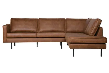 Lissbon 3-personers Højre L-formet Hjørnesofa med Chaiselong 266 cm i Læder - Cognac - Møbler - Sofaer - Sofa med chaiselong