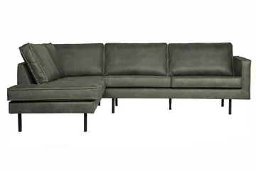 Lissbon 3-personers Venstrevendt L-formet Hjørnesofa 266 cm i Læder - Grøn - Møbler - Sofaer - Sofa med chaiselong