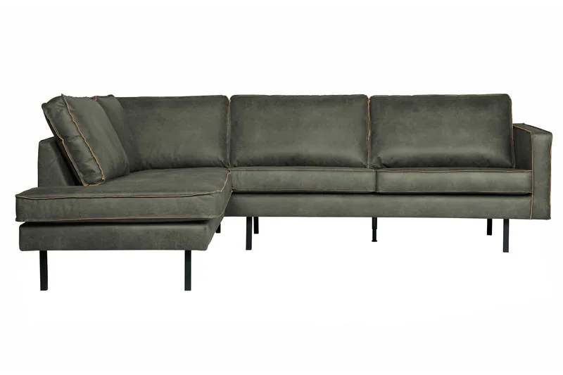 Lissbon 3-personers Venstrevendt L-formet Hjørnesofa 266 cm i Læder, Grøn
