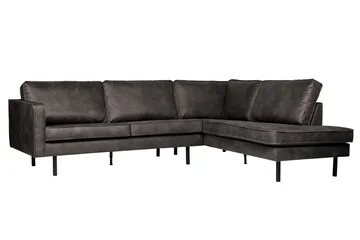 Lissbon 3-personers Højrevendt L-formet Hjørnesofa i Kunstlæder - Antracit - Møbler - Sofaer - Sofa med chaiselong