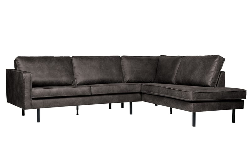 Lissbon 3-personers Højrevendt L-formet Hjørnesofa i Kunstlæder - Antracit - Møbler - Sofaer - Sofa med chaiselong