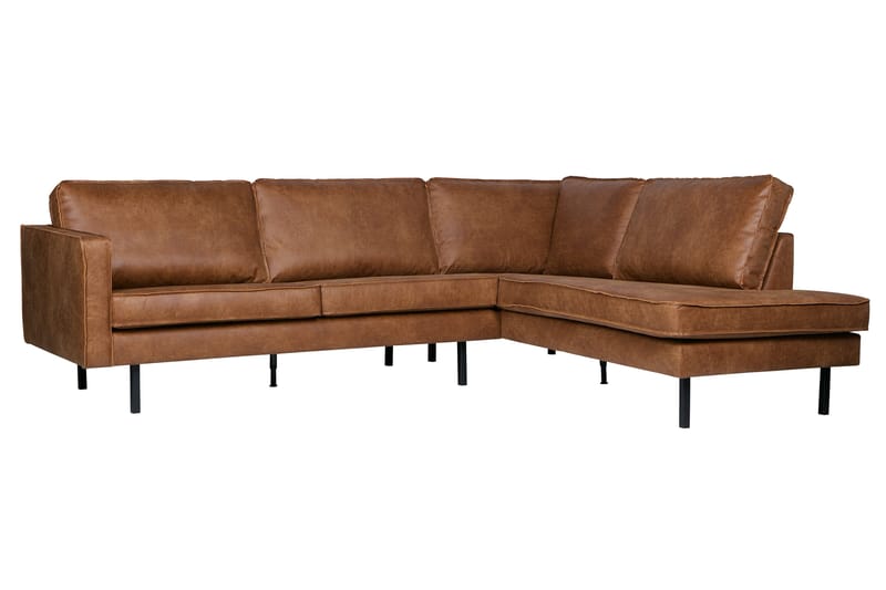 Lissbon 3-personers Højre L-formet Hjørnesofa med Chaiselong 266 cm i Læder - Cognac - Møbler - Sofaer - Sofa med chaiselong