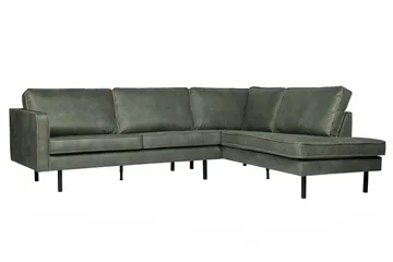 Lissbon 4-personers Højrevendt L-formet Hjørnesofa 266 cm i Læder - Grøn - Møbler - Sofaer - Sofa med chaiselong