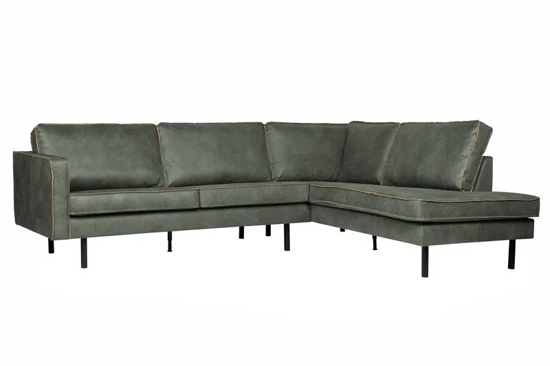 Lissbon 4-personers Højrevendt L-formet Hjørnesofa 266 cm i Læder - Grøn - Møbler - Sofaer - Sofa med chaiselong