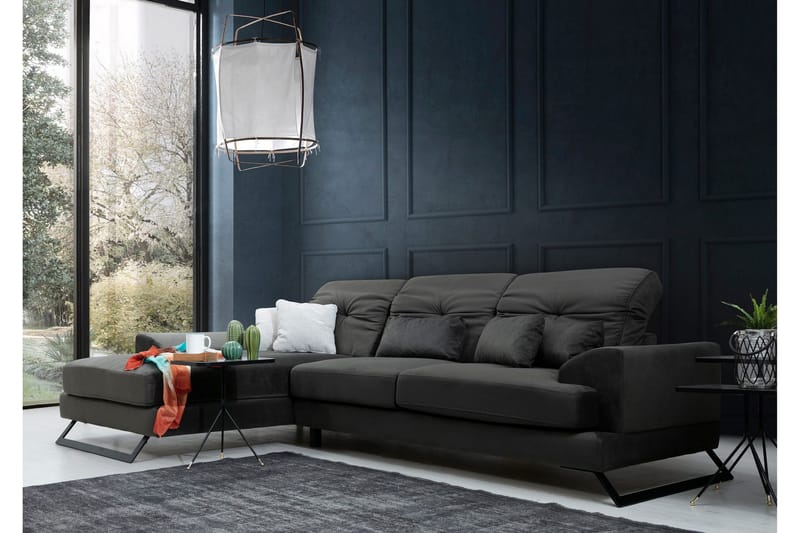 Longa Hjørnesofa med Chaiselong Venstre - Sort - Møbler - Sofaer - Sofa med chaiselong